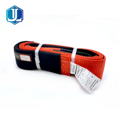 Heavy duty vehicle off road recovery strap with reinforce eyes