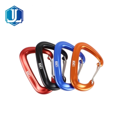 Aviation-Grade 7075 Aviation Aluminum D Shaped  Wire-Gate Locking Carabiner 12kN