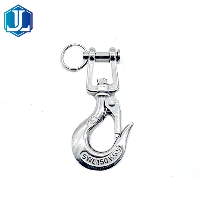 304 / 316 Stainless Steel Swivel Jaw Crane Lifting Hook with Latch