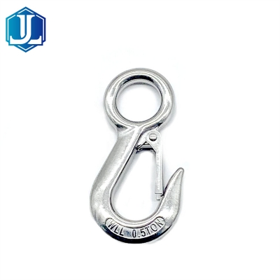 304 Stainless Steel Large Eye Crane Lifting Hook with Latch